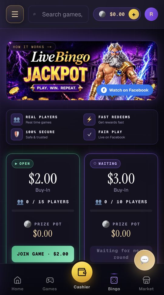 Phone preview — Live Bingo Jackpot